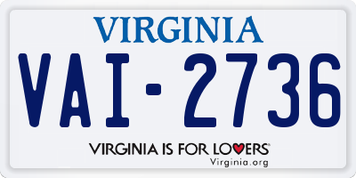 VA license plate VAI2736