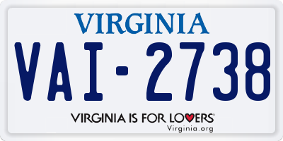 VA license plate VAI2738