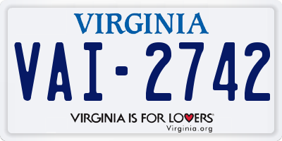 VA license plate VAI2742
