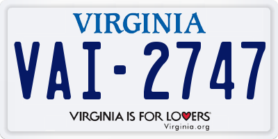 VA license plate VAI2747