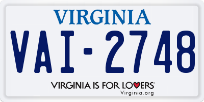 VA license plate VAI2748
