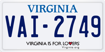 VA license plate VAI2749