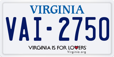 VA license plate VAI2750