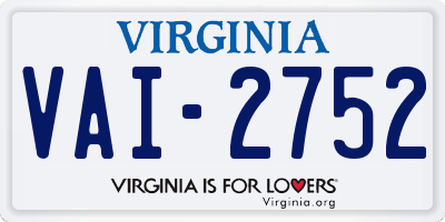 VA license plate VAI2752