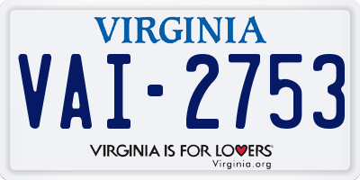 VA license plate VAI2753