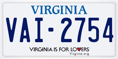 VA license plate VAI2754
