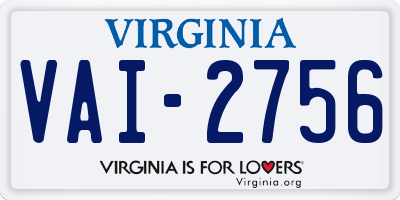 VA license plate VAI2756