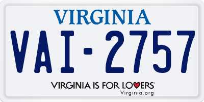 VA license plate VAI2757