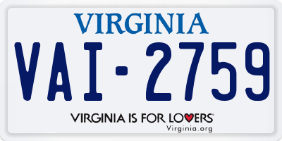 VA license plate VAI2759