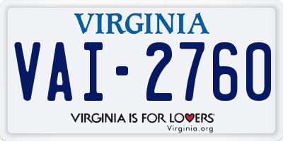 VA license plate VAI2760