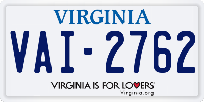 VA license plate VAI2762