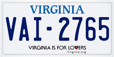 VA license plate VAI2765