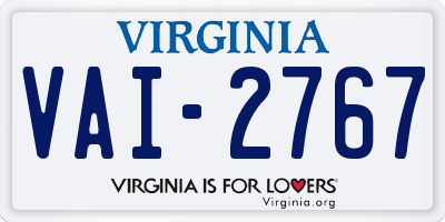 VA license plate VAI2767