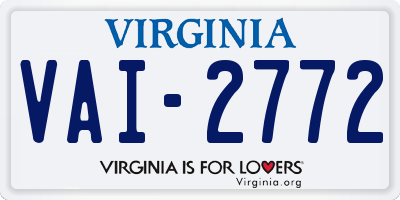 VA license plate VAI2772