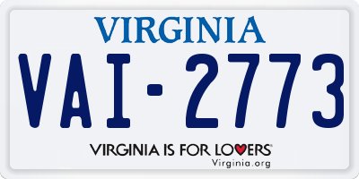 VA license plate VAI2773