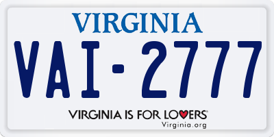 VA license plate VAI2777