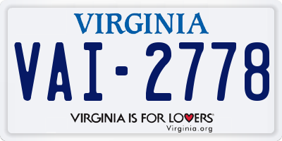 VA license plate VAI2778