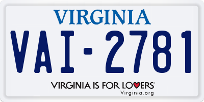VA license plate VAI2781