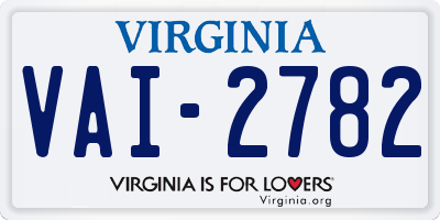VA license plate VAI2782