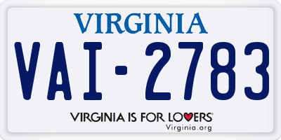 VA license plate VAI2783