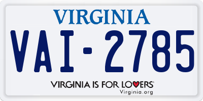 VA license plate VAI2785