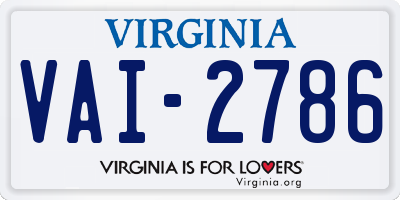 VA license plate VAI2786