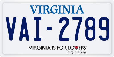 VA license plate VAI2789