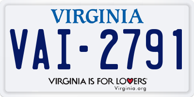 VA license plate VAI2791