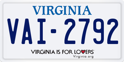 VA license plate VAI2792