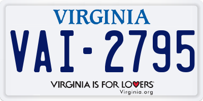 VA license plate VAI2795
