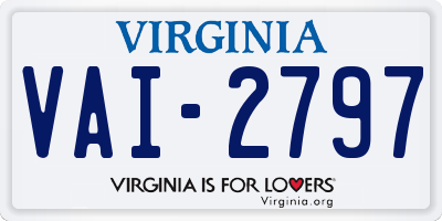 VA license plate VAI2797