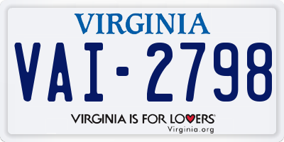 VA license plate VAI2798