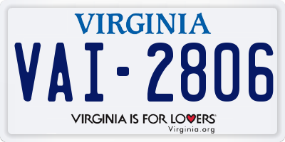 VA license plate VAI2806