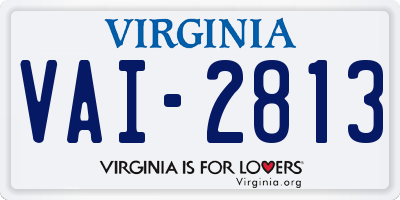 VA license plate VAI2813