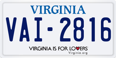 VA license plate VAI2816