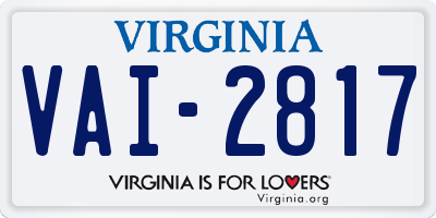 VA license plate VAI2817