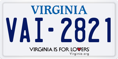 VA license plate VAI2821