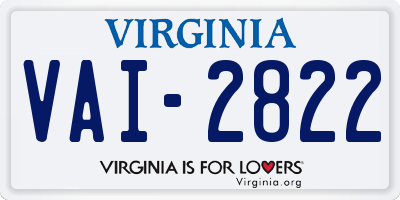 VA license plate VAI2822