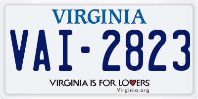 VA license plate VAI2823