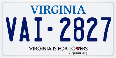 VA license plate VAI2827