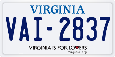 VA license plate VAI2837