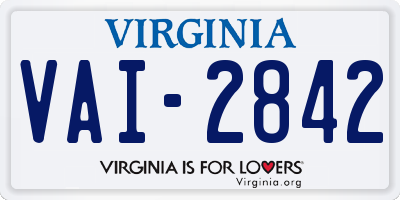 VA license plate VAI2842