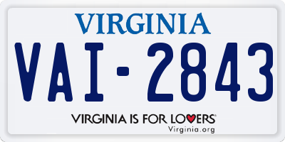 VA license plate VAI2843