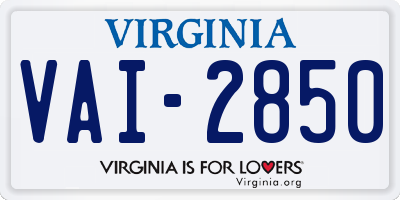 VA license plate VAI2850