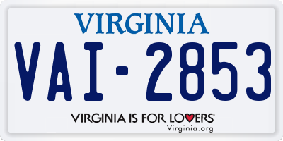 VA license plate VAI2853