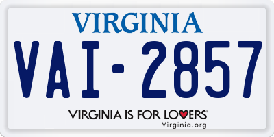 VA license plate VAI2857