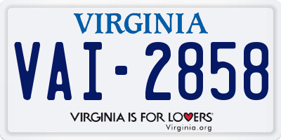 VA license plate VAI2858