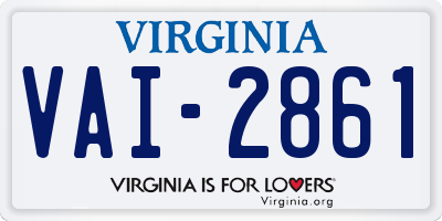 VA license plate VAI2861