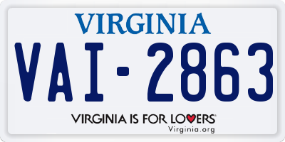 VA license plate VAI2863