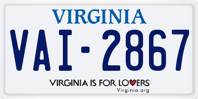 VA license plate VAI2867